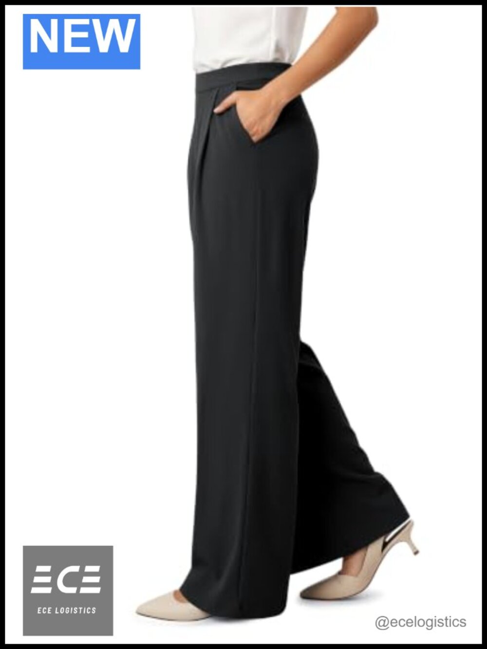 ODODOS Women's Wide Leg Trousers High Waisted Casual Work Pants with Pockets